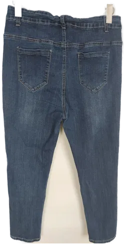 Jeans mit Steinchen, lang mit Stretch, blau mit Taschen, Größe 38 - Bild 2