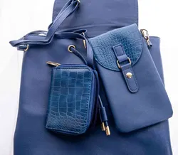 Damenrucksack mit Smartphonetasche und Geldbörse in dunkelblau - Bild 4