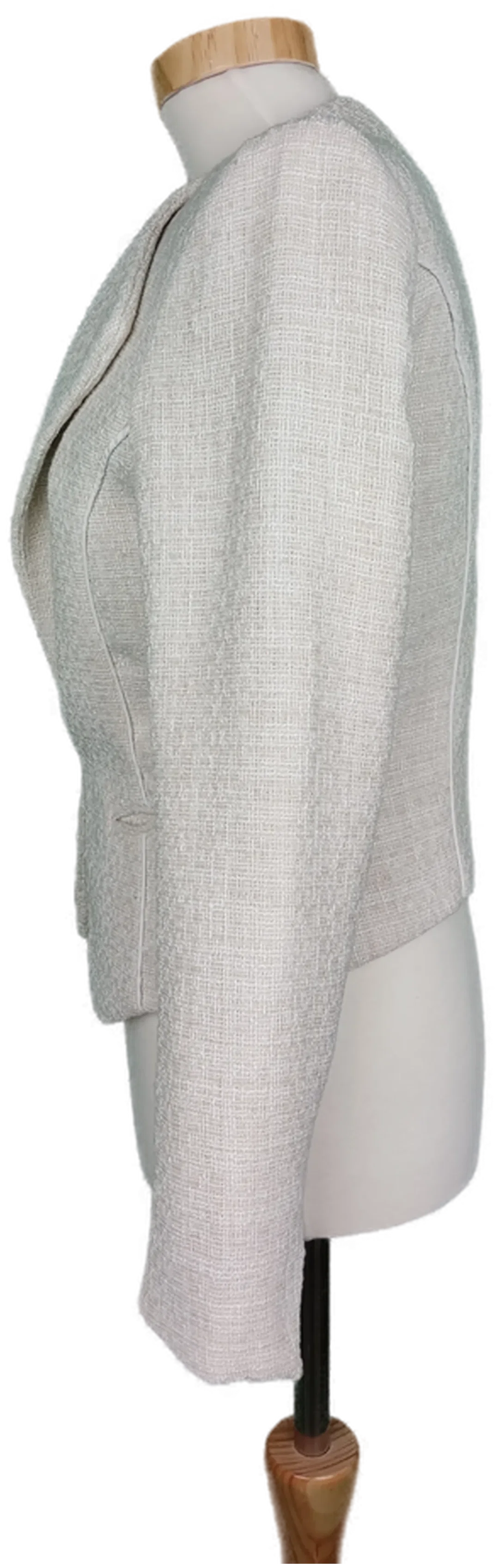 H&M Damen Kurzblazer naturweiß in Leinenoptik - XS/34 – Bild 3