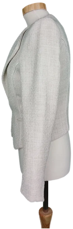 H&M Damen Kurzblazer naturweiß in Leinenoptik - XS/34 - Bild 3