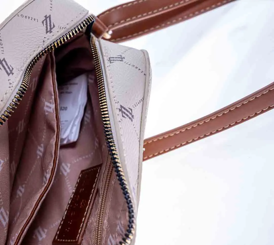 LAZAROTTI "Palermo" Umhängetasche / Crossbody Bag für Damen in beige-braun-gold – Bild 2
