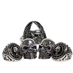 Jewelry We Herrenring  Edelstahl Totenkopf Edelstahlringe, Schwarz Silber Ringgröße 10-11 - Bild 1