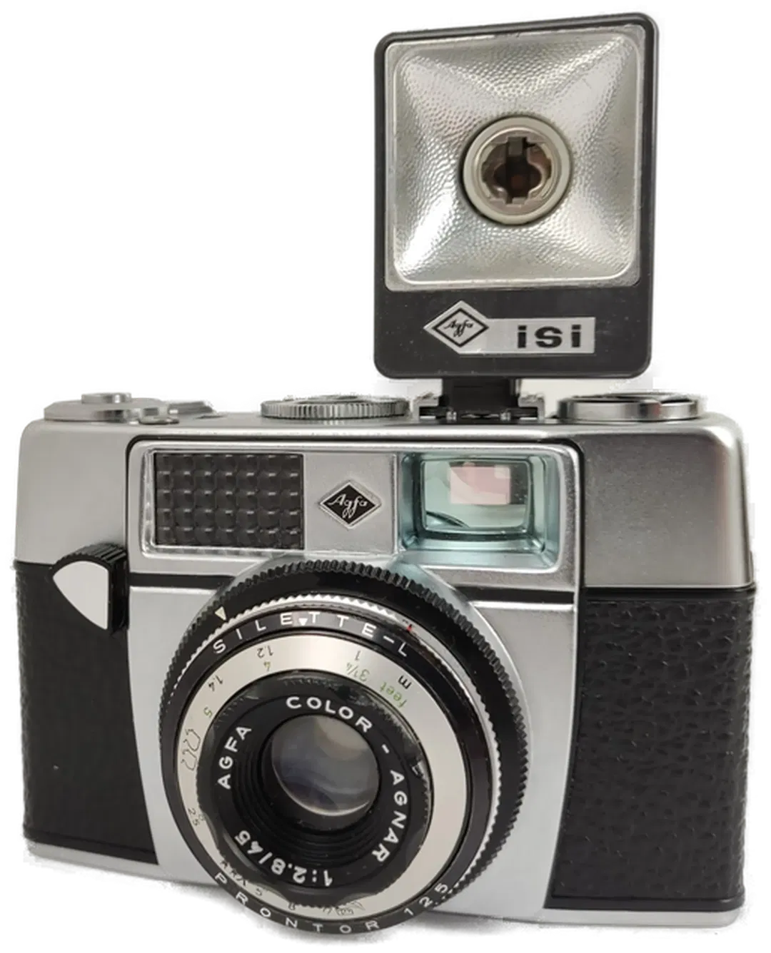 Agfa Silette L mit Color-Agnar 2,8/45, Tasche, Blitzgerät + Gebrauchsanweisung - Bild 1