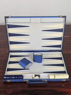 Backgammonkoffer blau/weiß - Gesellschaftsspiel - Bild 1