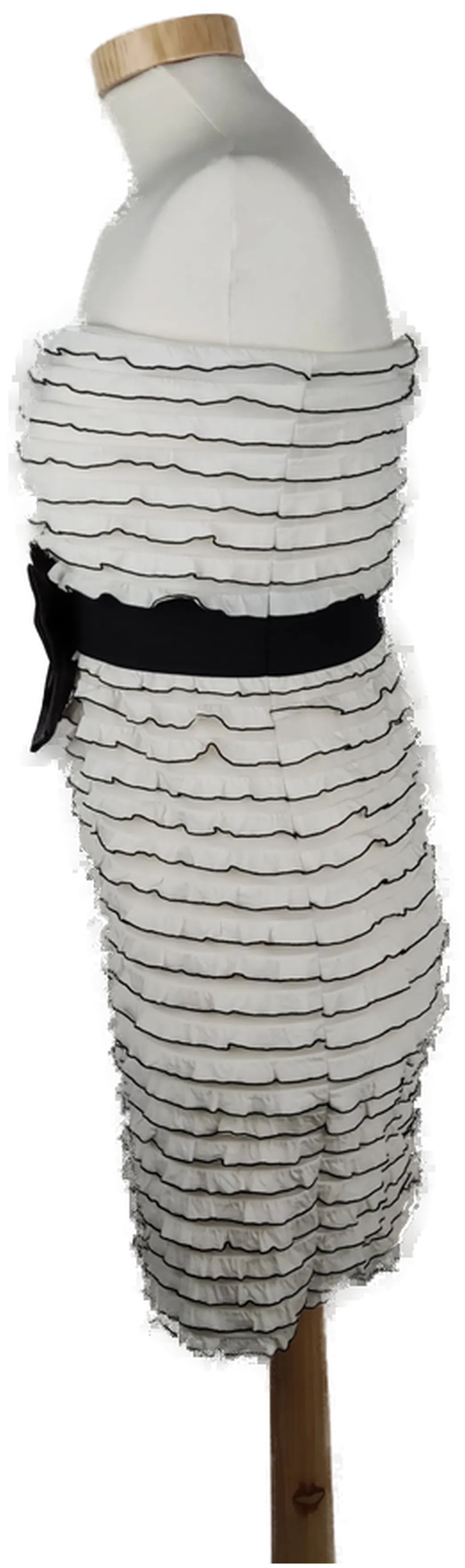 Kleid "Tally Weijl", schulterfrei mit Gummibund, weiß/schwarz mit Rüschen, Größe 36 – Bild 3