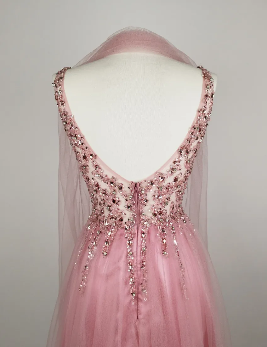Mascara Ballkleid Rosa mit Steinen inkl. Schal - EU 34 / 100% Polyester – Bild 5