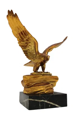 Massive Adler Figur aus Metall auf Marmorsockel – ca. 23 x 21 cm – dekorative Skulptur - Bild 2