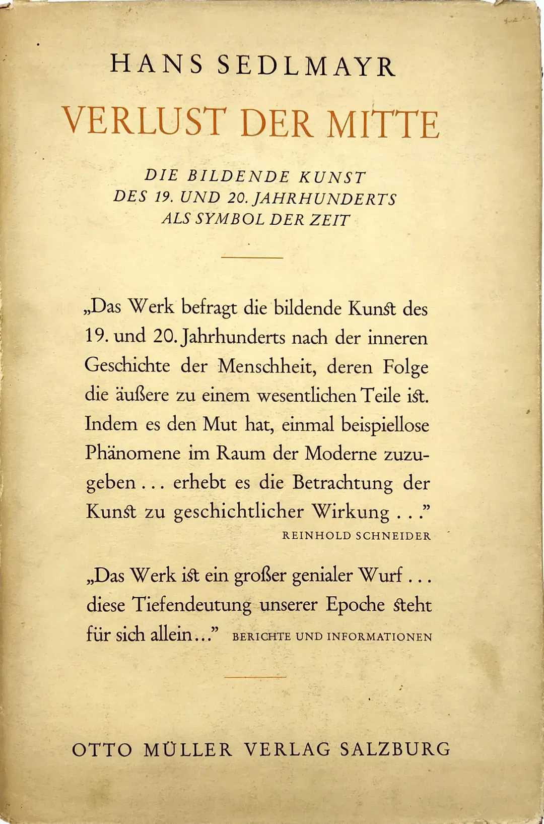 Hans Sedlmayr - Verlust der Mitte - Bild 1