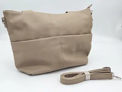  Damen Leder Handtasche - beige - Bild 1