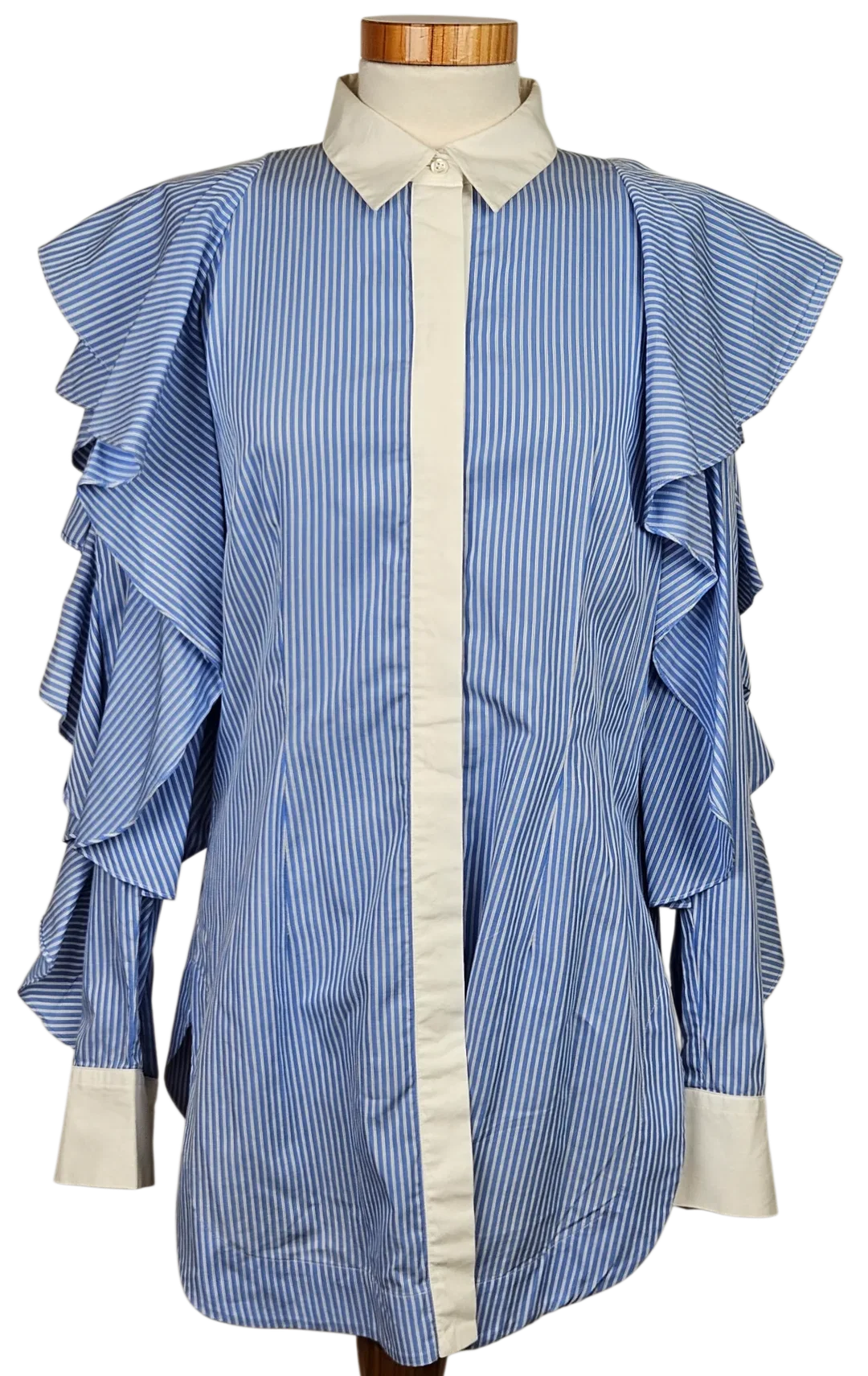 SARA BATTAGLIA Damen Bluse, blau/weiß -Gr. M - Bild 4