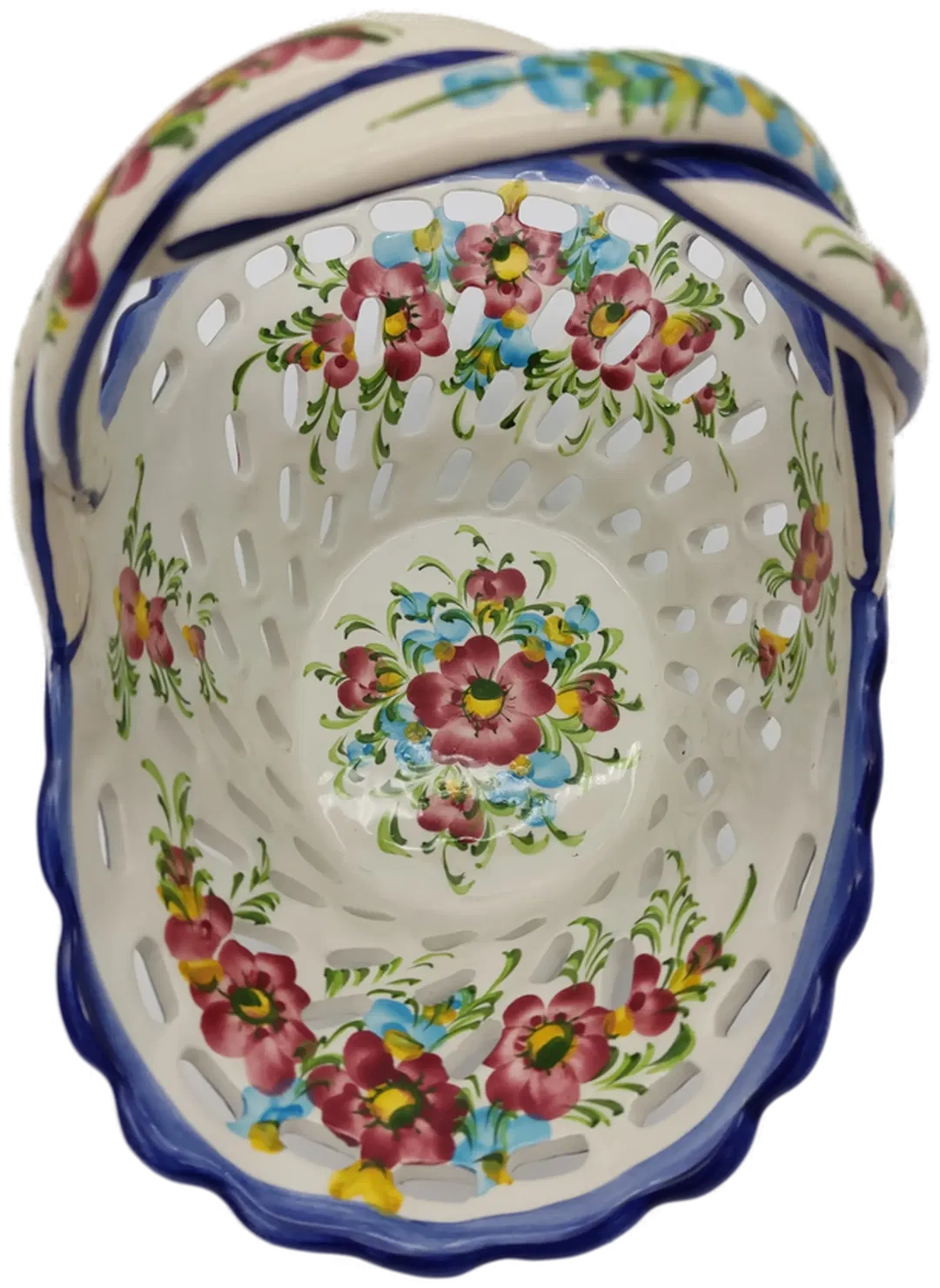 Vintage Obst- Blumenkorb Keramik mit Blumendekor - H/21 cm - Bild 4