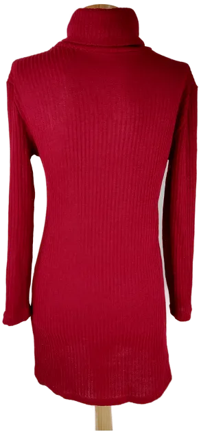 Longpullover "Made in China", langarm mit Rollkragen, weinrot, Größe 36 (geschätzt) – Bild 3