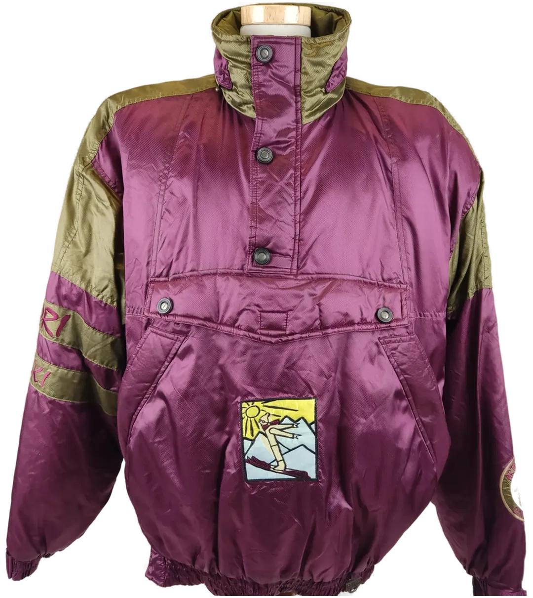 Vintage Campri Herren Herren Ski-Windjacke lila-grün - XL/52 - Bild 1