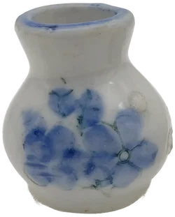 Puppenhaus Zubehör: Miniatur Keramikvase mit Blumenmotiv 2er-Set | Sammlerstück  – Vorschau 4