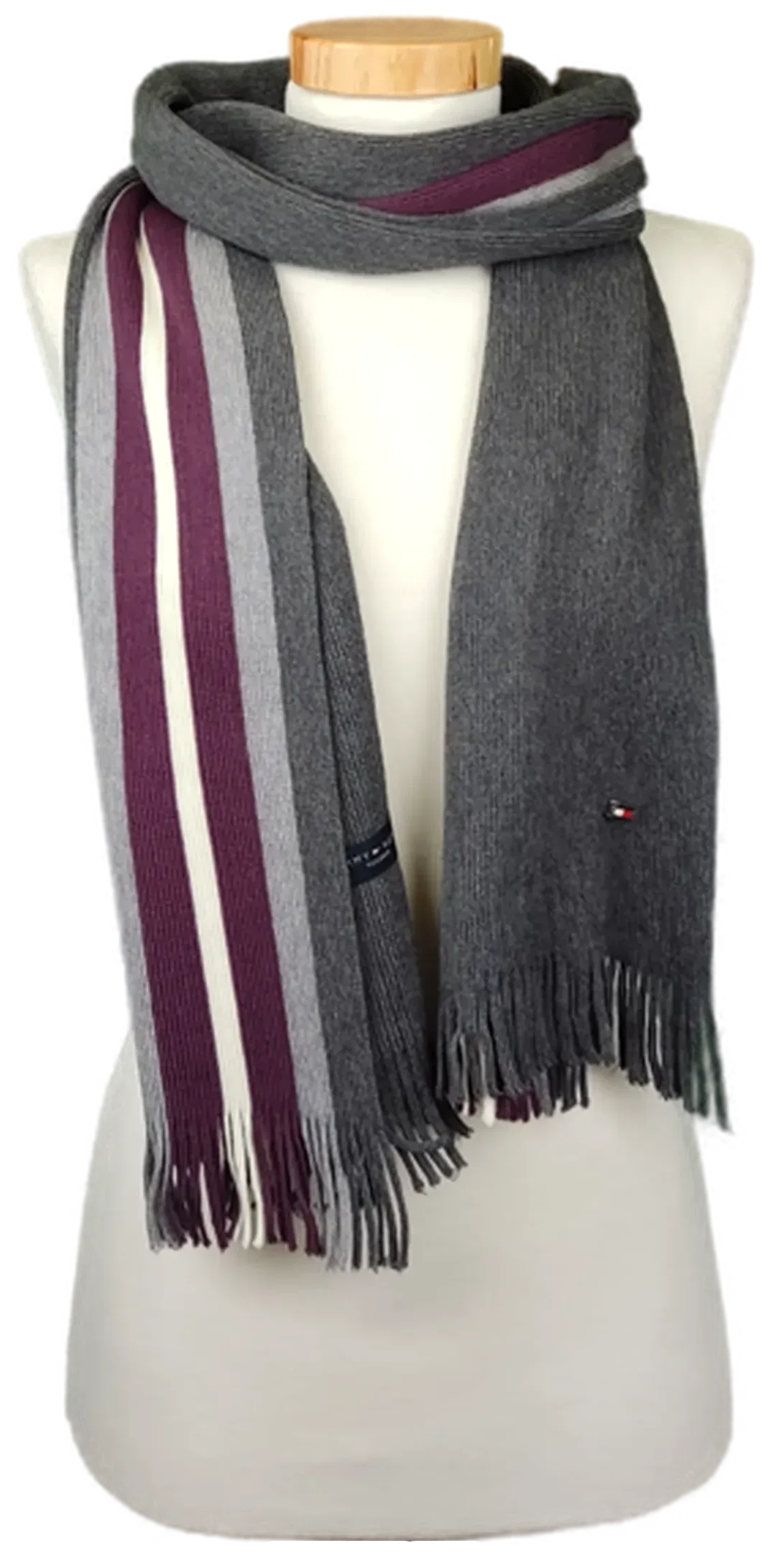 Tommy Hilfinger Unisex Schal aus Schurwolle mehrfarbig gestreift  - Bild 4