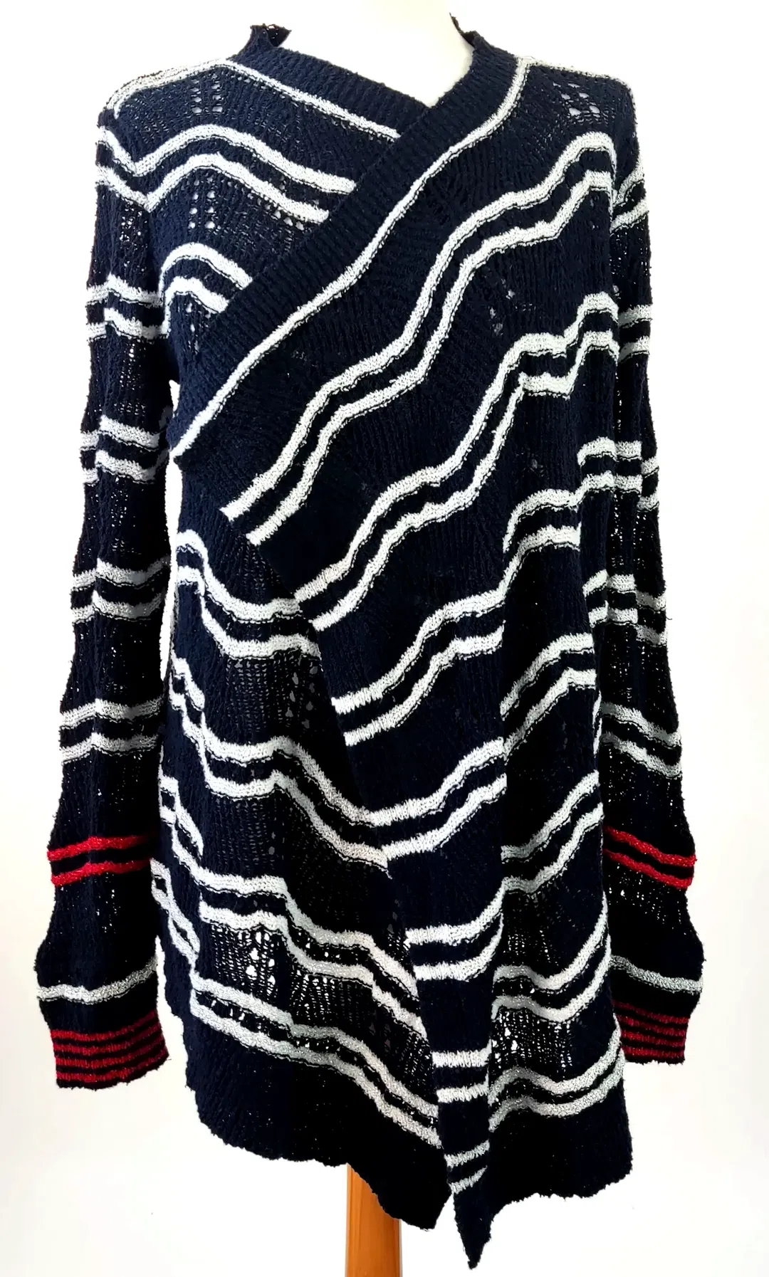 Desigual Damen Strickweste blau-weiß gestreift - XS - Bild 1