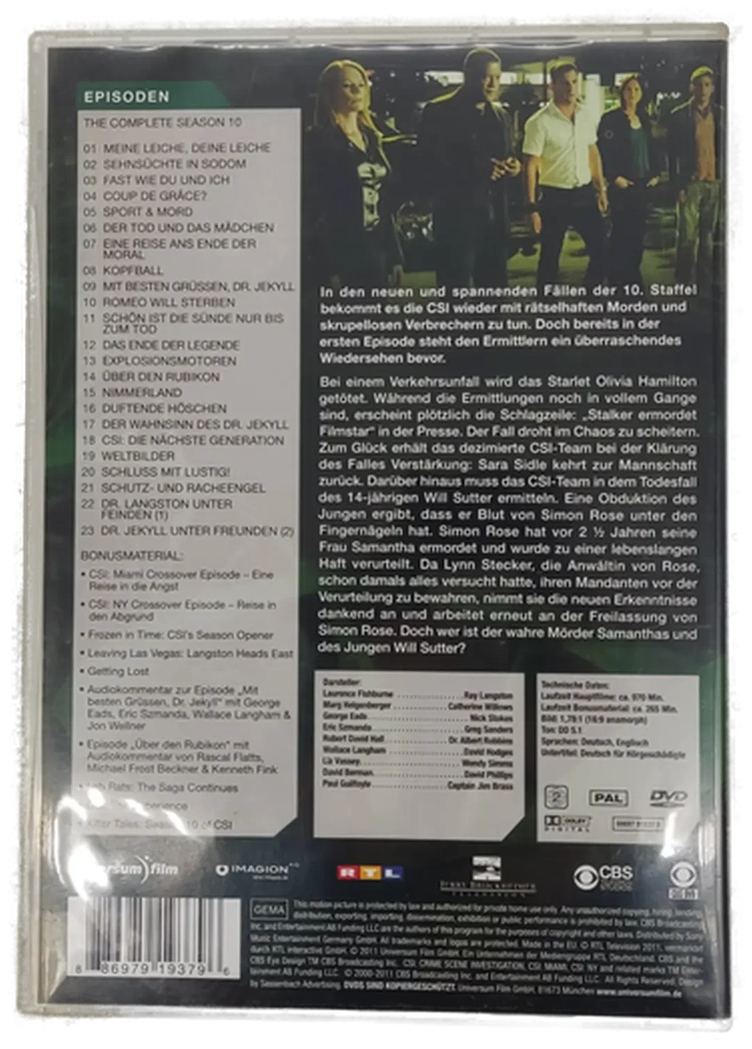 DVD 6 Disc´s CSI: Crime Scene Investigation - Season 10   – Bild 5