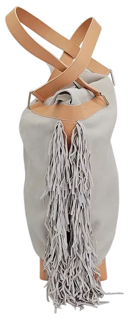 Max V. Koenig Damen Handtasche mit Fransen, grau/creme - Höhe ca. 50 cm - Bild 2