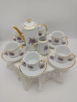 Porzellan-Teeservice mit Kanne & Milchkännchen, Goldrand | Vintage-Charme - Bild 20
