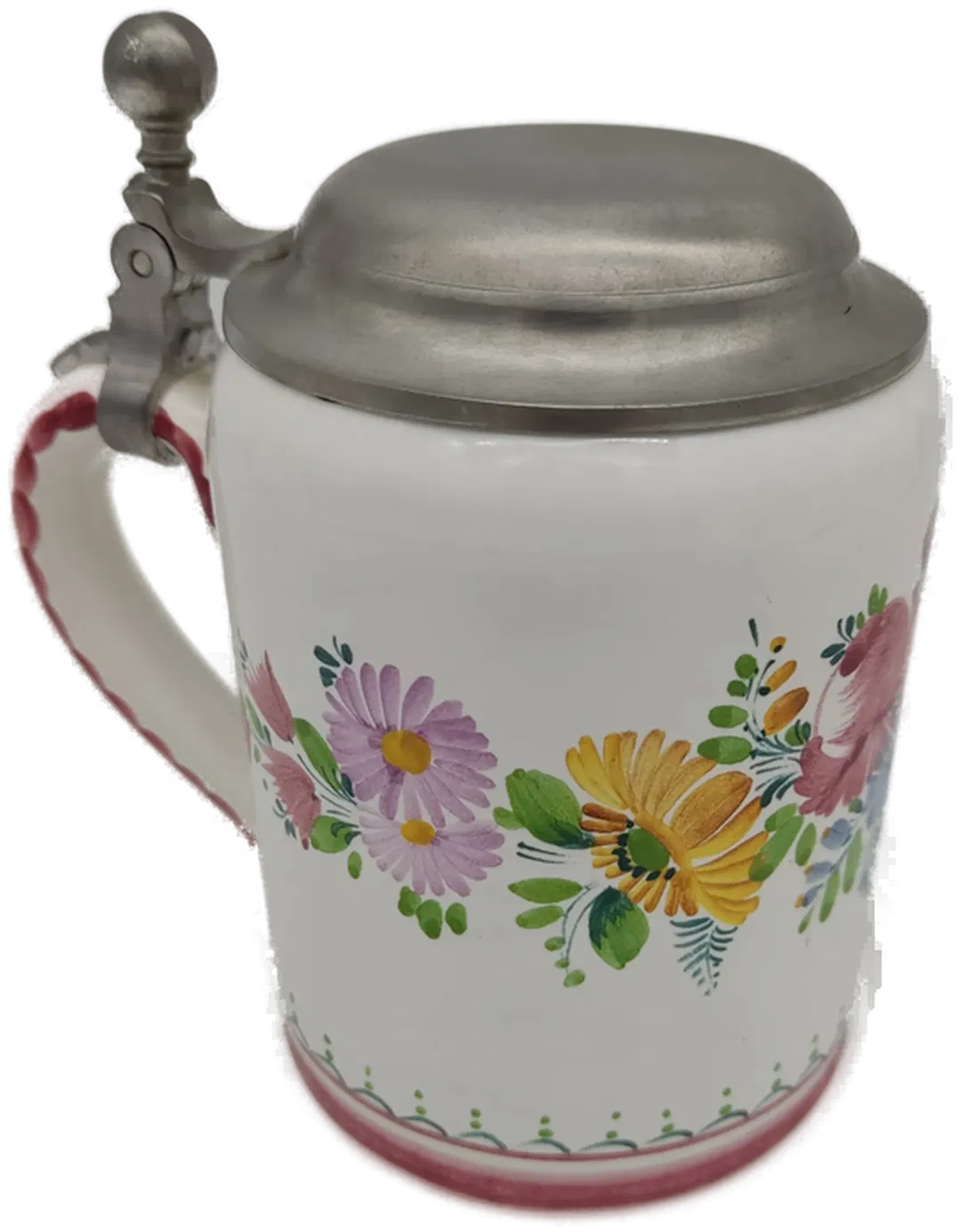 Gmundner Keramik Bierkrug mit Messingdeckel - Bild 1