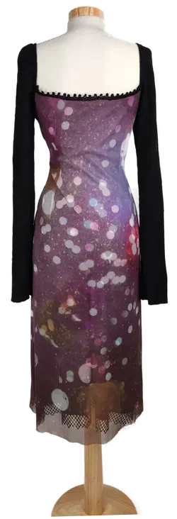 Damen Kleid schwarz/lila gemustert - M/40 - Bild 2