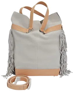 Max V. Koenig Damen Handtasche mit Fransen, grau/creme - Höhe ca. 37 cm  - Bild 1