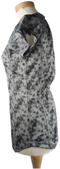 Funktionsshirt 'crivit - sports', kurzarm mit V-Ausschnitt, hellgrau/dunkelgrau gemustert, Größe S 36/38 - Bild 2