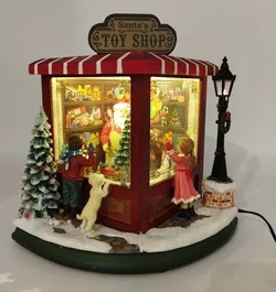 Santa`s Toy Shop, nostalgische Weihnachtsspieluhr mit Licht und Bewegung 