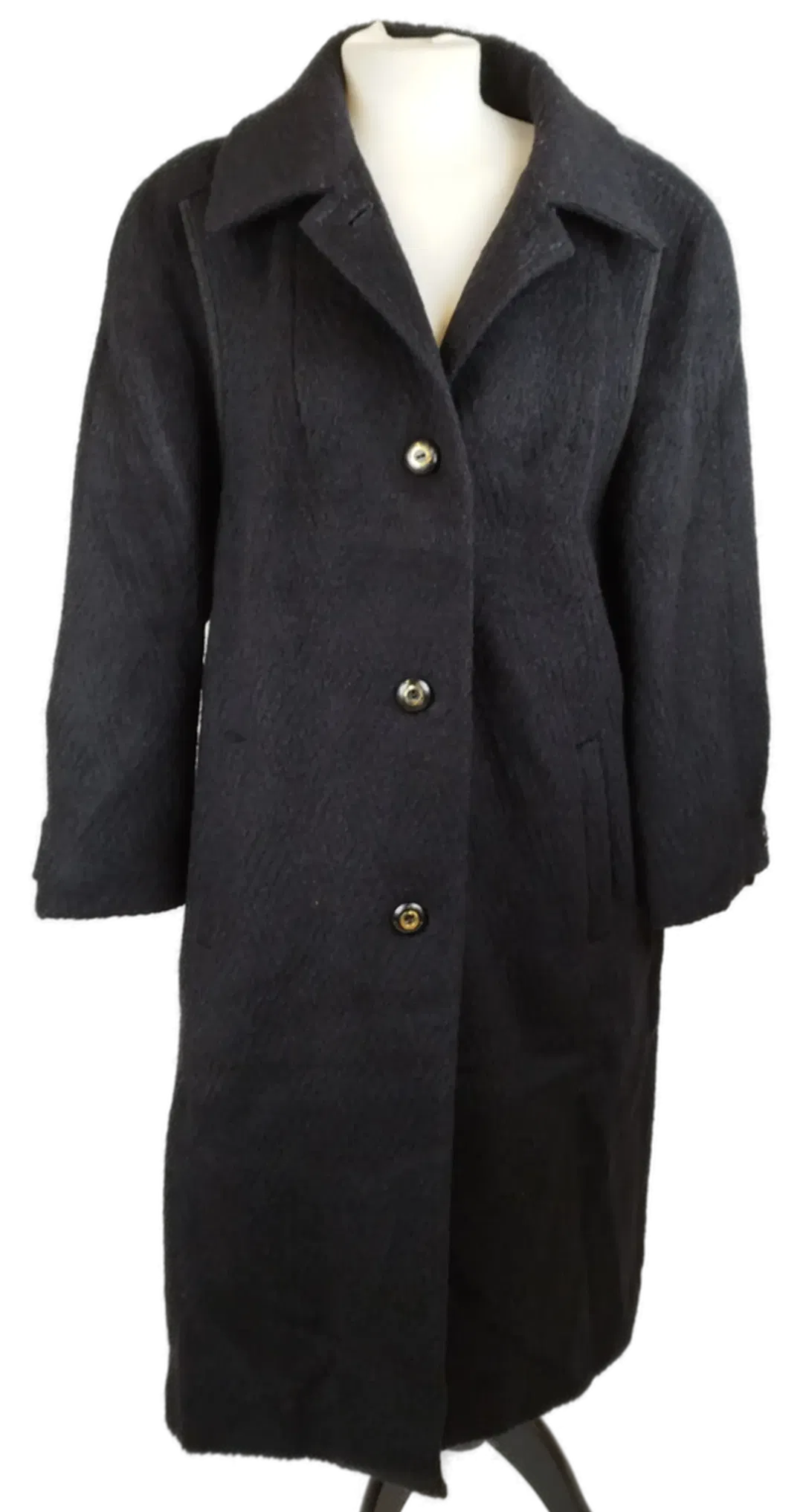 Mohair Mantel schwarz - Gr. 40 / reine Schurwolle - Bild 4