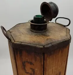 Antike Glasflasche mit Holzummantelung 10 Liter - Bild 4