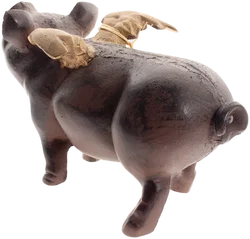 Geflügeltes Schwein – schwere Deko-Skulptur | vermutlich Messing | ca. 29 cm - Bild 3
