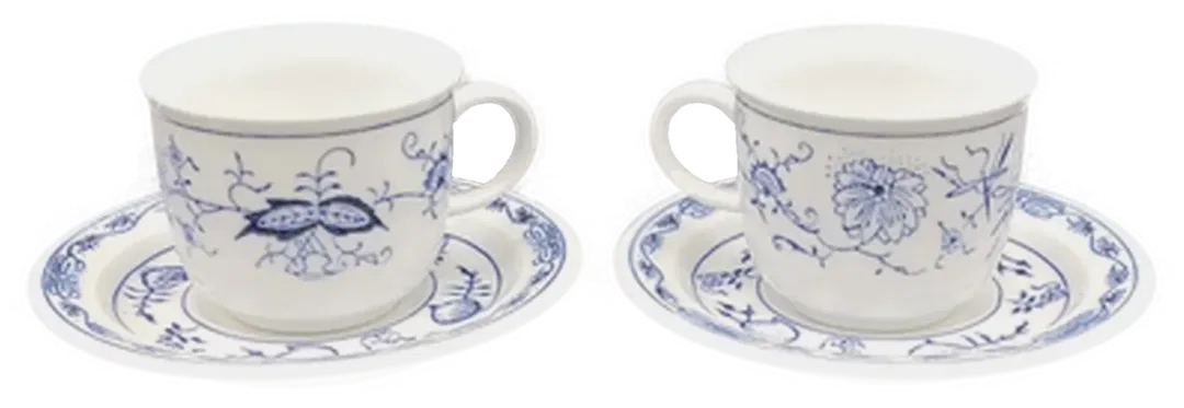 KAHLA Zwiebelmuster Espresso Set (2 Tassen + 2 Untertassen) - Bild 1