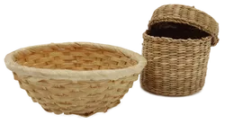 Korb und kleine Dose aus Bast, beige, verschiedene Größen - Bild 1