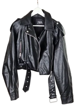 Zara Damen Kunstlederjacke, schwarz - Gr. L - Bild 2