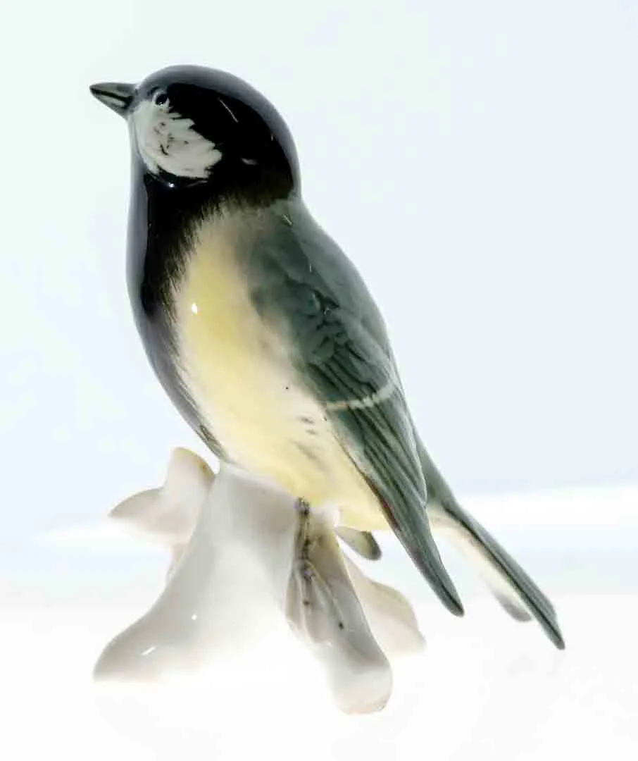 Karl Ens Porzellanfigur – Kohlmeise, handbemalt, ca. 10 cm, Deutschland – Bild 3