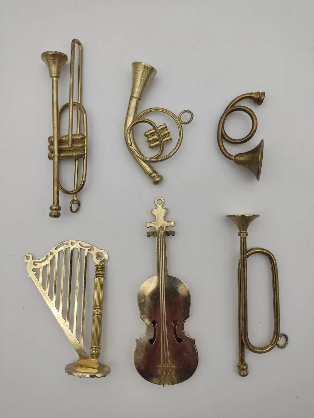 Miniatur-Musikinstrumente Metall Anhänger 6er-Set, Gold | Patina-Charme - Bild 1