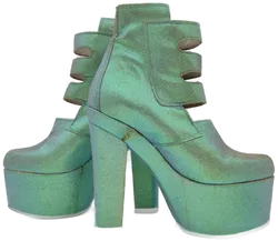 El Dantes Damen Glitter Plateau-Boots, türkis - Gr. 39 - Bild 3