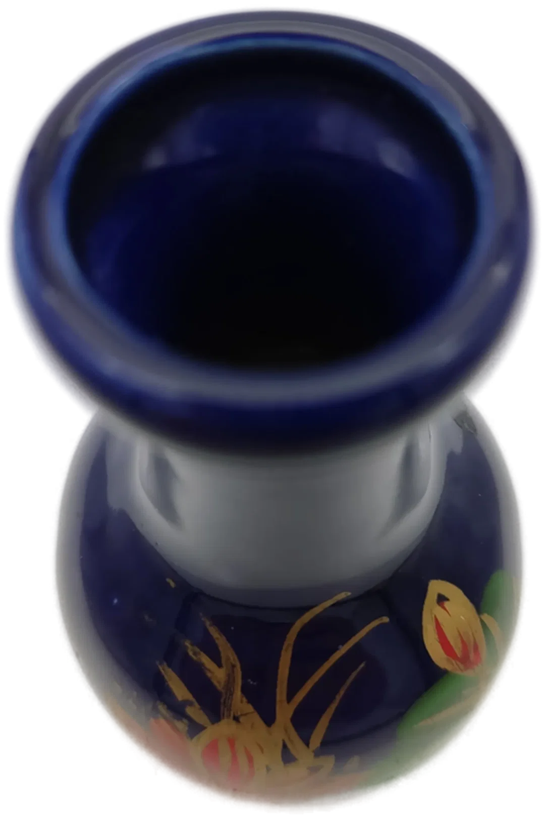 Kleine Kobalt-Keramikvase mit Blumenmotiv | Vintage-Schatz – Bild 4