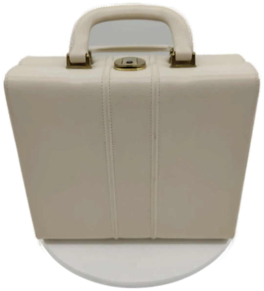 Vintage Leder Kosmetikkoffer mit Schlüssel weiss/beige/braun - Bild 1