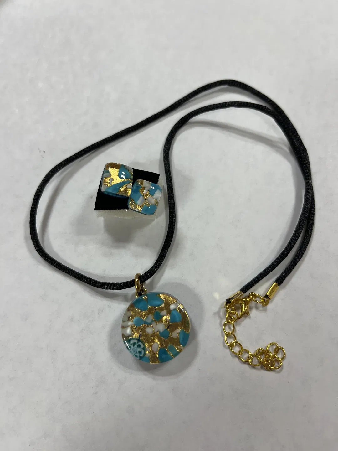 Schmuckset Ohrringe und Kette (44cm) Modeschmuck Muranoglas - Bild 1