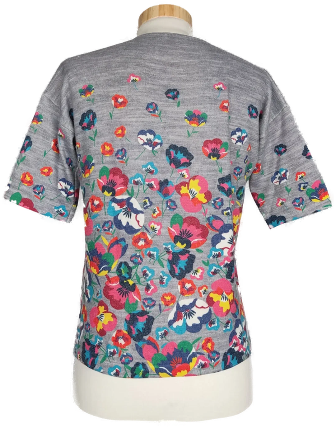 Benetton Mädchen Strickshirt grau/bunt geblümt - 10-11 Jahre – Bild 2