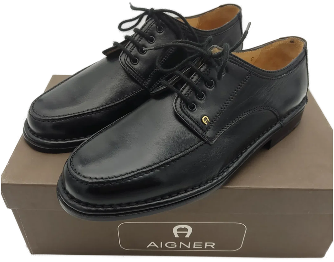 AIGNER Hand Made St. Crispino Herren-Lederschuhe Gr. 41 (Modellnummer 111388) - NEU & UNGETRAGEN (Rarität) Originalkarton – Bild 1