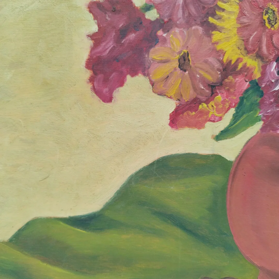 Gemälde eines Blumenstraußes von Weis Walter - 1955 / auf Holz – Bild 3
