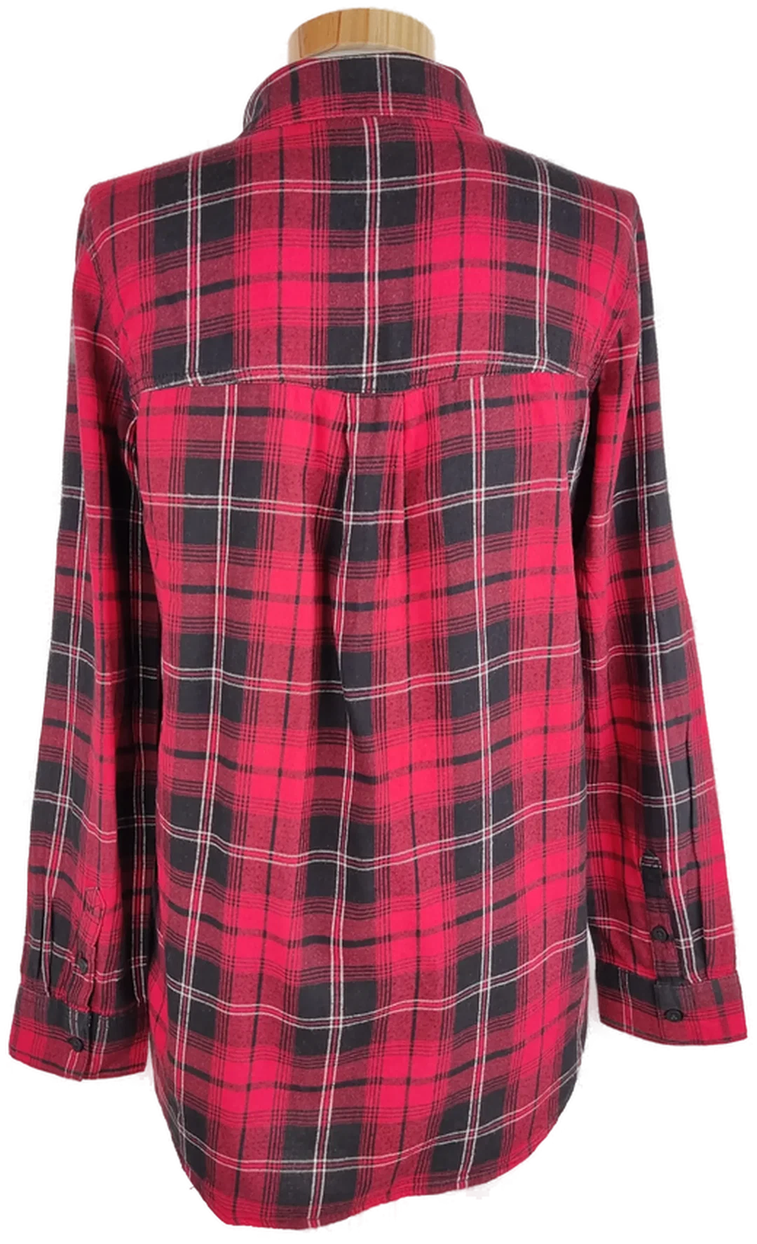 Bluse "Divided", langarm mit Kragen, rot/schwarz kariert mit Taschen, Größe 36 – Bild 3