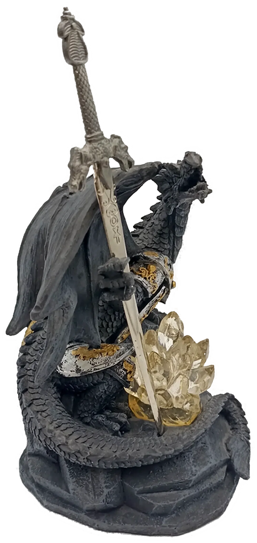 Agora Gifthouse Sweden Deko-Drache mit Schwert & LED-Kristall – Gothic Fantasy Figur – Bild 4