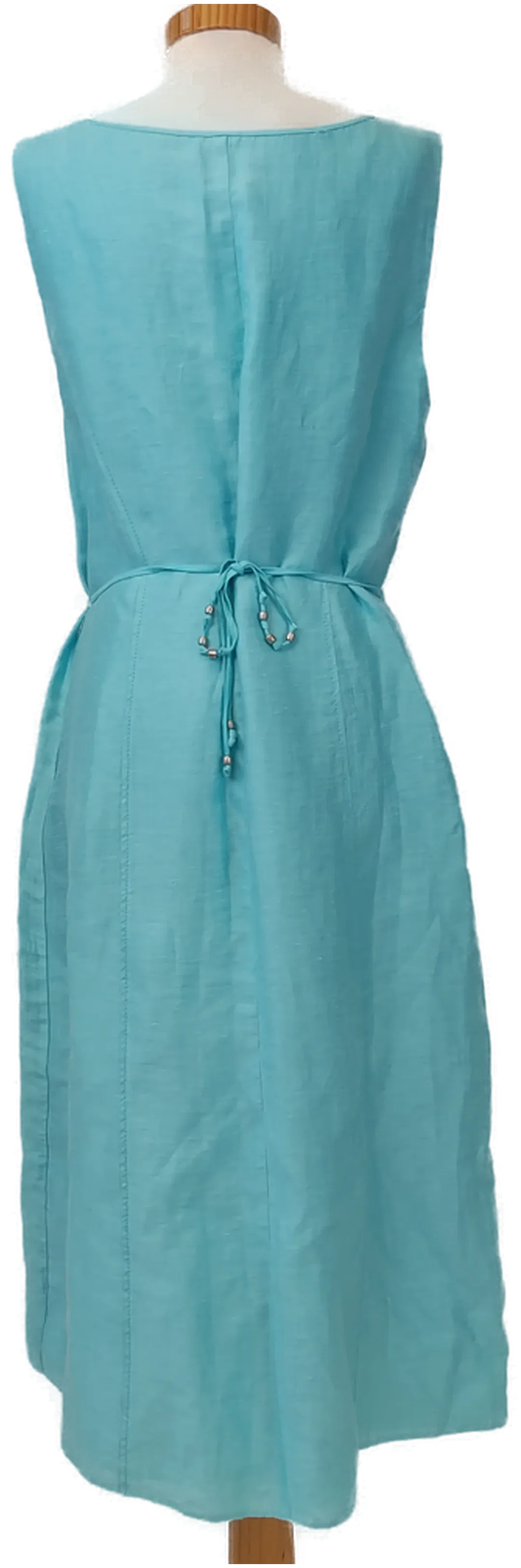 GERRY WEBER Damen Leinenkleid mit Bindegürtel türkis - 44 – Bild 3