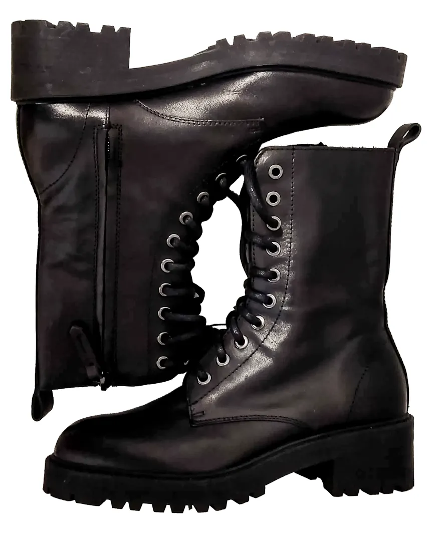 Massimo Dutti Leder Schnürstiefeletten Boots Schwarz Gr. 36 - Bild 1