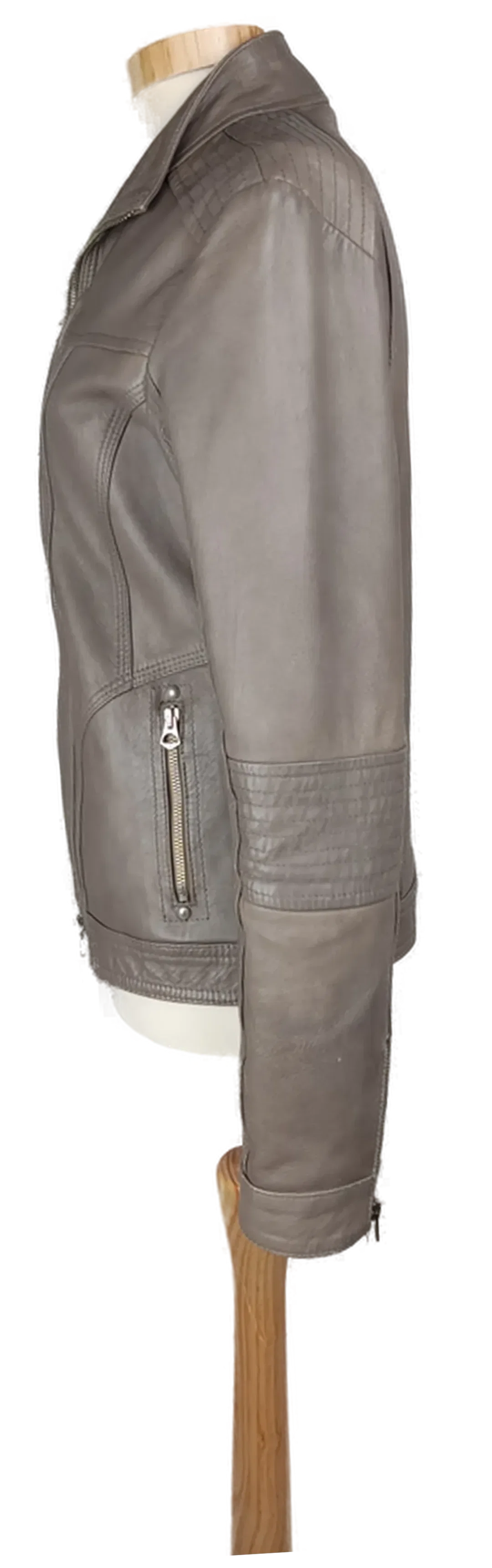 Via Montenapoleone Damen Lederjacke graubraun - L/40 – Bild 3