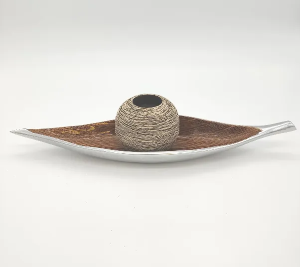 Teelichthalter Blatt Silber / Braun - Bild 1