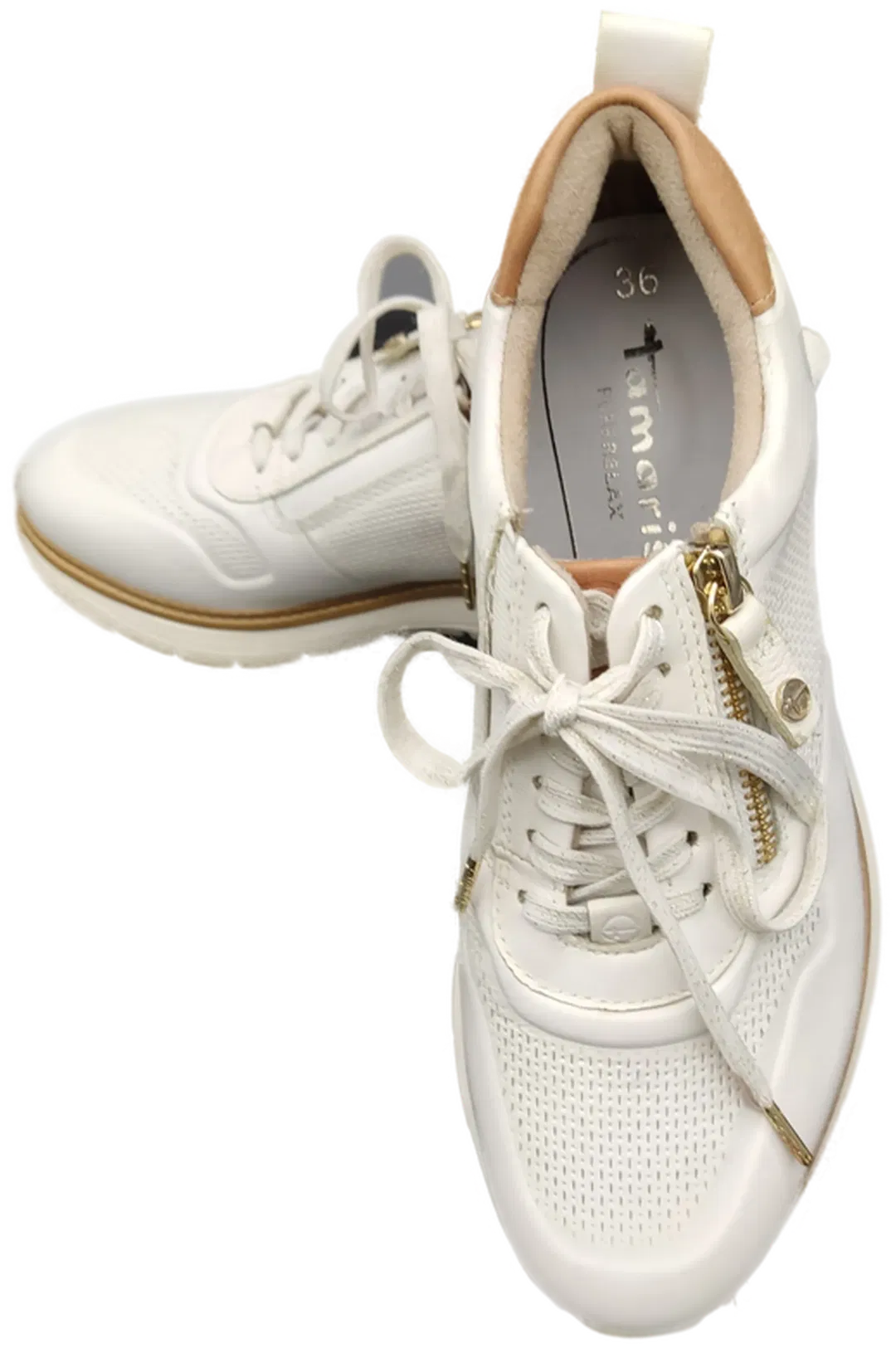 Tamaris Damen Sneakers weiß/braun  Gr.36 - Bild 1